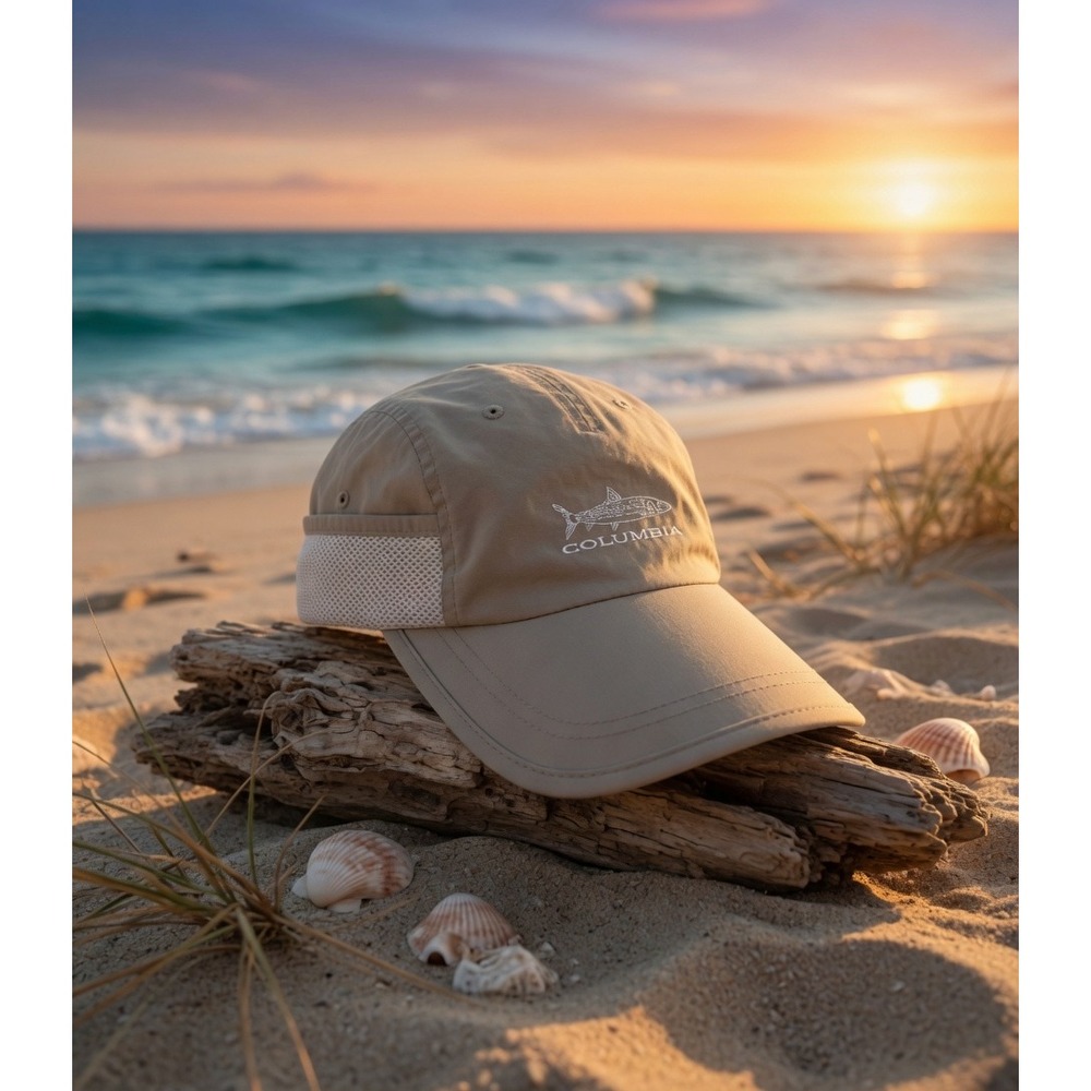 Columbia PFG Fishing Hat Tan Mesh Panel Adjustable Unisex Cap‎ CU9040